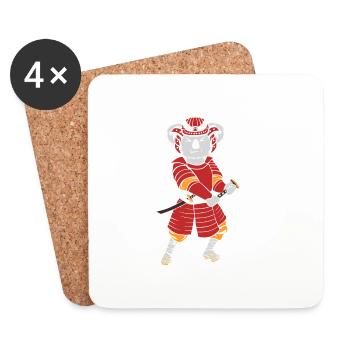 Samouraï koala - Dessous de verre (lot de 4) - blanc - Devant