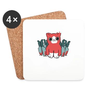 Le chat mignon est fou - Dessous de verre (lot de 4) - blanc - Devant