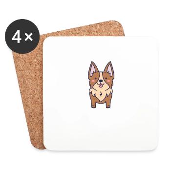 cute corgi pet dog - Coasters (set of 4) - white - Front