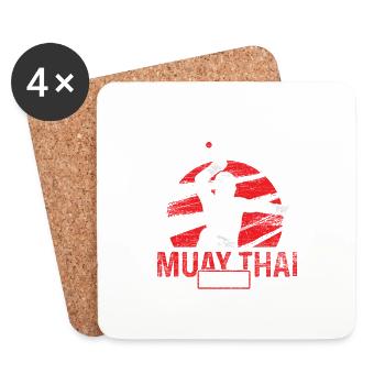 Eat sleep muay thai repeat grunge - Coasters (set of 4) - white - Front