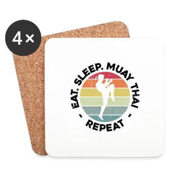 Muay Thai Eat Sleep Muay Thai Repeat Martial Arts - Coasters (set of 4) - white - Front