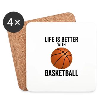 Mit Basketball ist das Leben besser - Untersetzer (4er-Set) - Weiß - Vorne