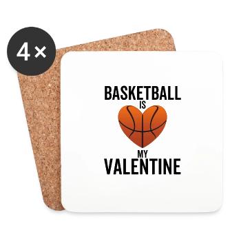 Le basketball est ma Saint-Valentin - Dessous de verre (lot de 4) - blanc - Devant
