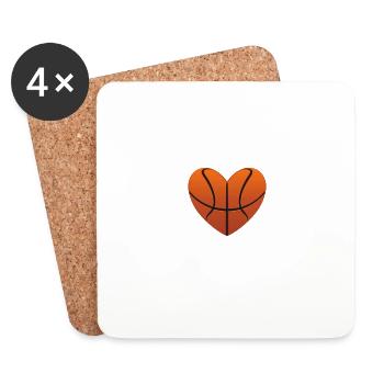 Le basketball est ma Saint-Valentin - Dessous de verre (lot de 4) - blanc - Devant