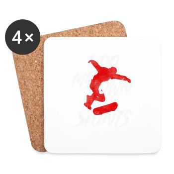 Skater Skateboard Cool Kickflip I Do My Own Stunts - Coasters (set of 4) - white - Front