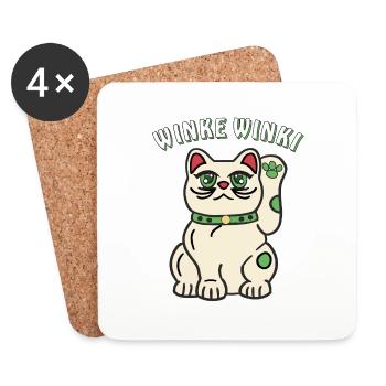 CHAT AGITANT WINKI - Dessous de verre (lot de 4) - blanc - Devant