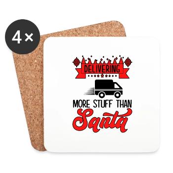 Postal Worker Christmas Holidays Santa Mailman - Coasters (set of 4) - white - Front