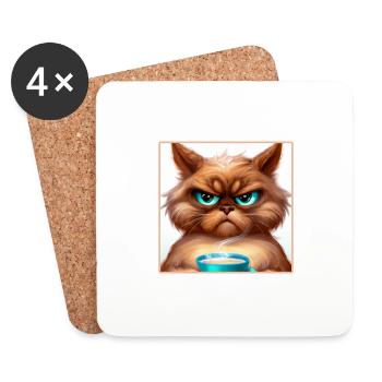 Kaffee Morgenmuffel Mitarbeiter Kaffee Katze - Untersetzer (4er-Set) - Weiß - Vorne