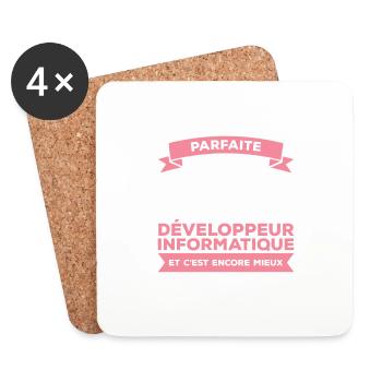 Je Ne Suis Pas Parfaite Mais Je Suis Développeur - Dessous de verre (lot de 4) - blanc - Devant