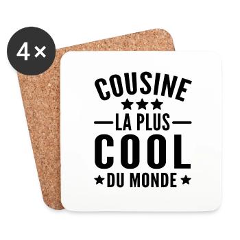 cousine la plus cool du monde / humour cousine - Dessous de verre (lot de 4) - blanc - Devant