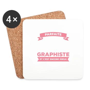 Je Ne Suis Pas Parfaite Mais Je Suis Graphiste - Dessous de verre (lot de 4) - blanc - Devant