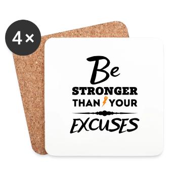Citation de motivation - Soyez plus fort que vos excuses - Dessous de verre (lot de 4) - blanc - Devant