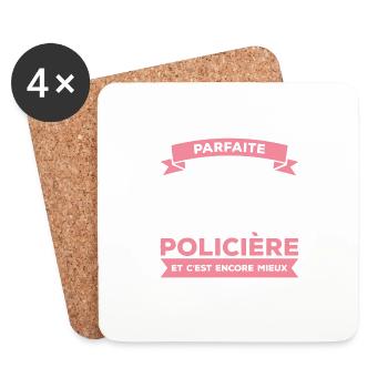 Je Ne Suis Pas Parfaite Mais Je Suis Policière - Dessous de verre (lot de 4) - blanc - Devant