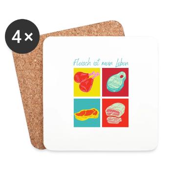 La viande mange la vie - Dessous de verre (lot de 4) - blanc - Devant