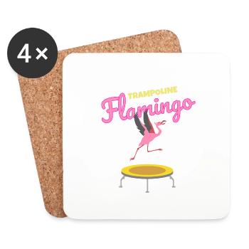 Lustiges und Süßes Trampolin Design mit Flamingo - Untersetzer (4er-Set) - Weiß - Vorne