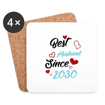 Meilleur mari depuis 2030 Mariage - Dessous de verre (lot de 4) - blanc - Devant