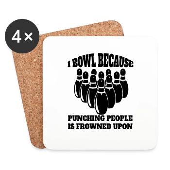 Bowling Gift Bowling ball Cone bowling bowling - Coasters (set of 4) - white - Front