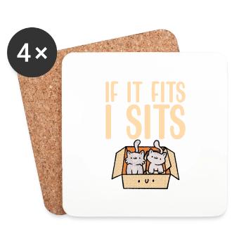 If It Fits I Sits 4 - Coasters (set of 4) - white - Front