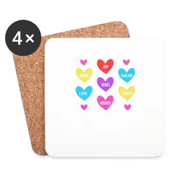 Valentine's Day Heart Candy Lovers Matching - Coasters (set of 4) - white - Front
