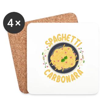 Spaghetti Carbonara | Amateurs de pâtes cuisiniers - Dessous de verre (lot de 4) - blanc - Devant