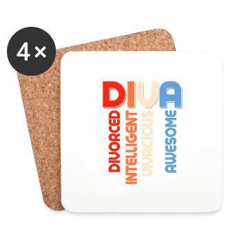 DIVA - Divoced Intelligent Vivacious Awesome Ex-Wi - Coasters (set of 4) - white - Front