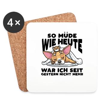 Chiweenie Hund Mit Kuscheltier Schlaf Schlummern - Untersetzer (4er-Set) - Weiß - Vorne