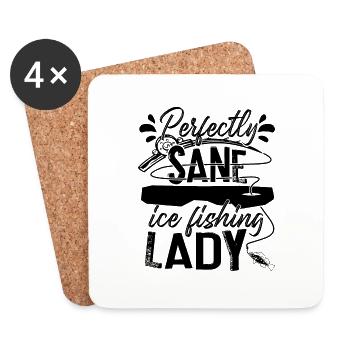 Parfaitement sain d’ Pêche sur glace Dame Pêcheuse Pêcheur - Dessous de verre (lot de 4) - blanc - Devant