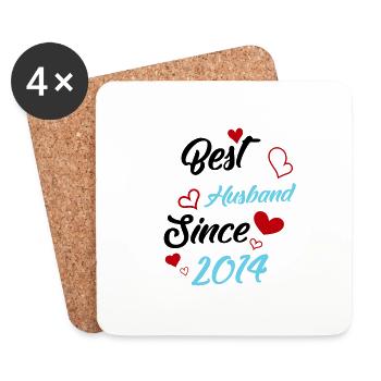 Best Husband Since 2014 Wedding - Coasters (set of 4) - white - Front