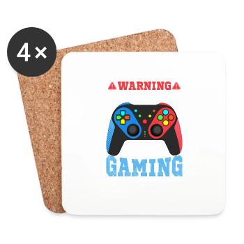not disturb While Gaming - Coasters (set of 4) - white - Front
