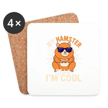 My Hamster Think I’m Cool - Idée cadeau - Dessous de verre (lot de 4) - blanc - Devant