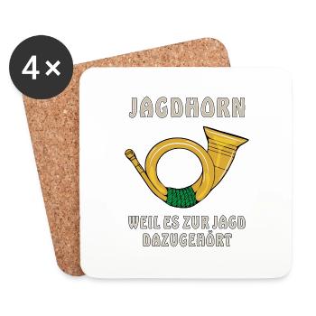 JAGDHORN WEIL ES ZUR JAGD DAZUGEHÖRT - Untersetzer (4er-Set) - Weiß - Vorne