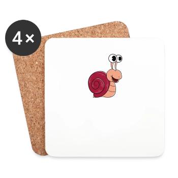 Ich Mag Kaffee Schnecken Und 3 Leute - Untersetzer (4er-Set) - Weiß - Vorne