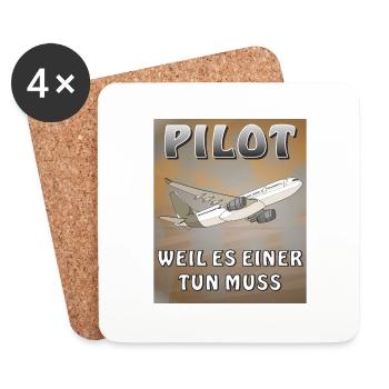 FLUGZEUG PILOT WEIL ES EINER TUN MUSS - Untersetzer (4er-Set) - Weiß - Vorne