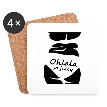 Ohlala si juteuse drôle et chaude - Dessous de verre (lot de 4) - blanc - Devant