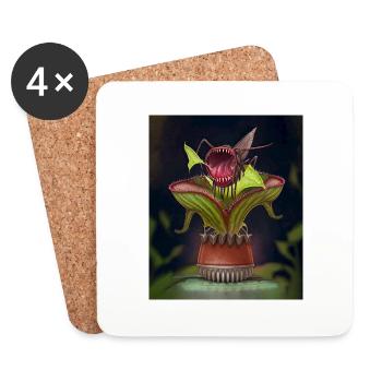 Drôle graphique Bug Eating Plant Art Cool Nepenthes - Dessous de verre (lot de 4) - blanc - Devant