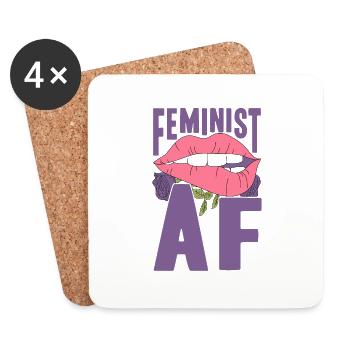 Égalité féministe des genres F - Dessous de verre (lot de 4) - blanc - Devant