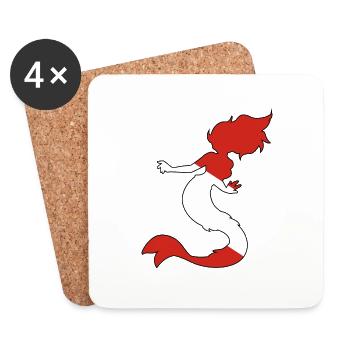 Tauche Flagge Flaggen Meerjungfrau Sporttauchen - Untersetzer (4er-Set) - Weiß - Vorne