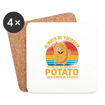 Always Be A Potato Potatoes Veggie - Untersetzer (4er-Set) - Weiß - Vorne