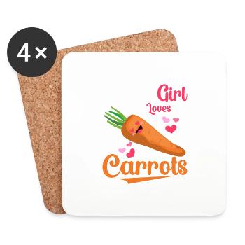 Juste une fille qui aime les carottes Carottes végétariennes - Dessous de verre (lot de 4) - blanc - Devant