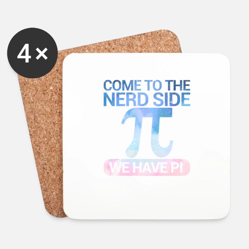 Komm auf die Nerd-Seite Wir haben Pi Day Math Nerd - Untersetzer (4er-Set) - Weiß