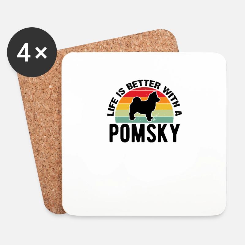 Pomsky - Untersetzer (4er-Set) - Weiß