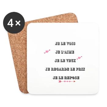 JE LE VOIS, JE L'AIME - Dessous de verre (lot de 4) - blanc - Devant