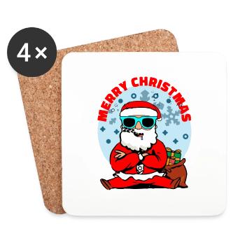 Merry Christmas Santa - Untersetzer (4er-Set) - Weiß - Vorne