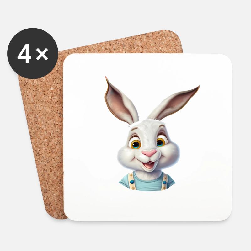 Happy - Coasters (set of 4) - white