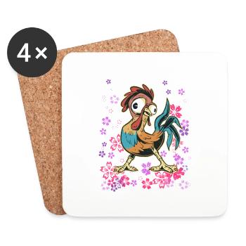 Coq cool fou du poulailler - Dessous de verre (lot de 4) - blanc - Devant