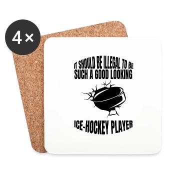Hockey sur glace Sports d’hiver Cadeau Équipe de hockey sur glace - Dessous de verre (lot de 4) - blanc - Devant