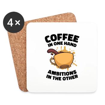 Ehrgeiz Ziel Kaffee-Liebhaber Motivierende Zitate - Untersetzer (4er-Set) - Weiß - Vorne