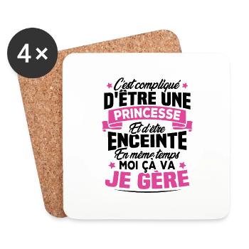 Une Princesse et Enceinte - Dessous de verre (lot de 4) - blanc - Devant