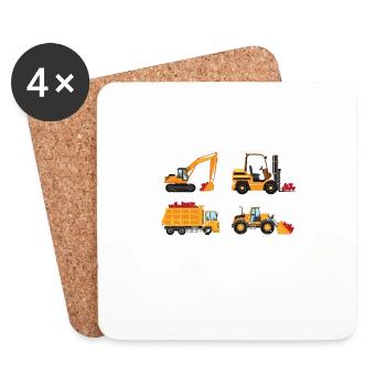 Saint-Valentin Mignon Heavy Equipment V-Day Charges - Dessous de verre (lot de 4) - blanc - Devant