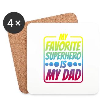 Mon super-héros préféré est mon père 12 ans - Dessous de verre (lot de 4) - blanc - Devant